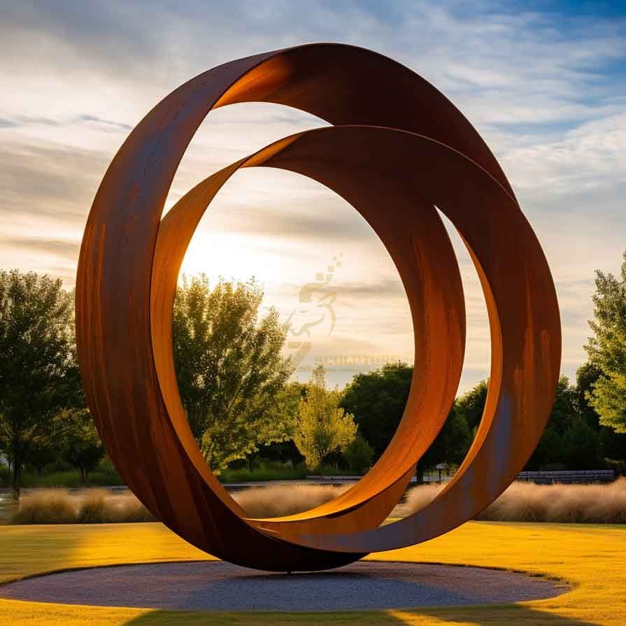 Large outdoor corten steel circle art sculptures for sale DZ-355