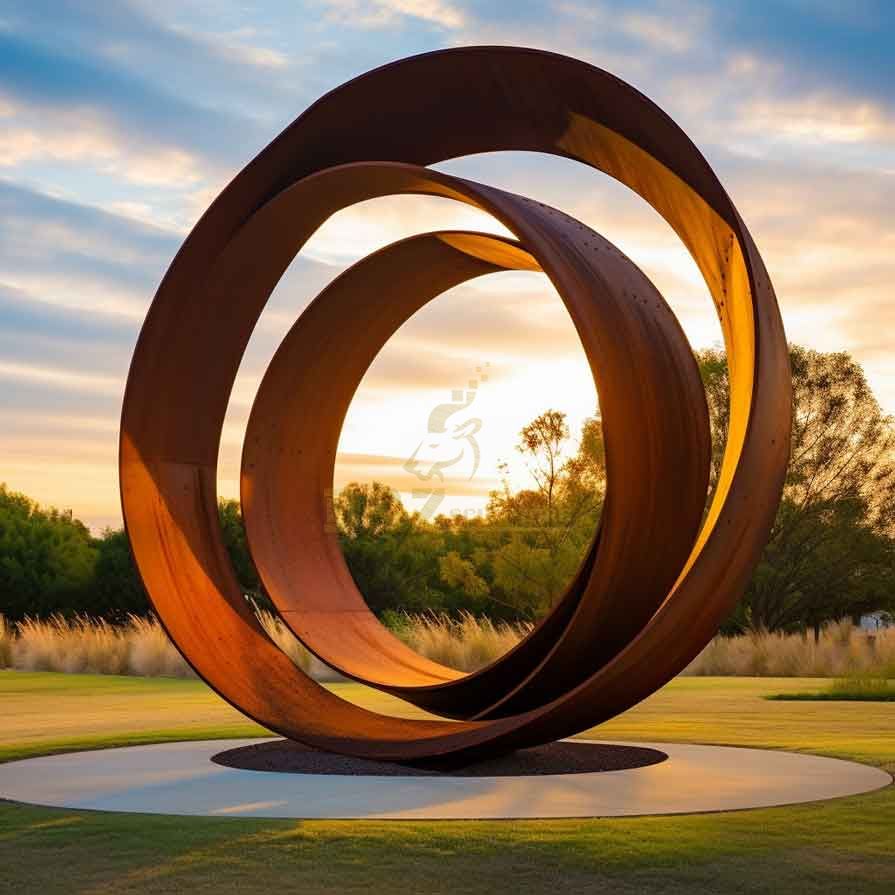 Large outdoor corten steel circle art sculptures for sale DZ-355