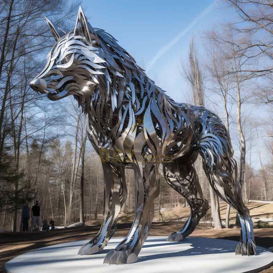 Large outdoor abstract metal wolf sculpture for sale DZ-357