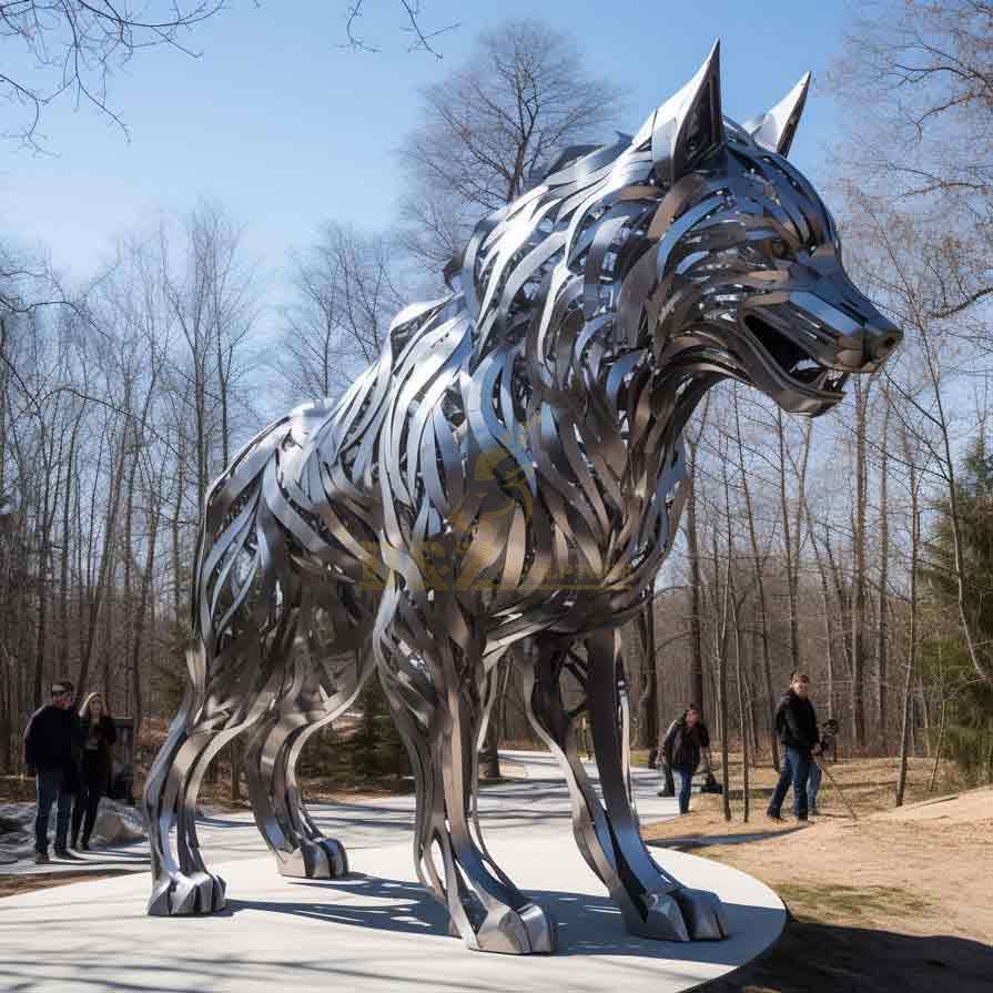 Large outdoor abstract metal wolf sculpture for sale DZ-357