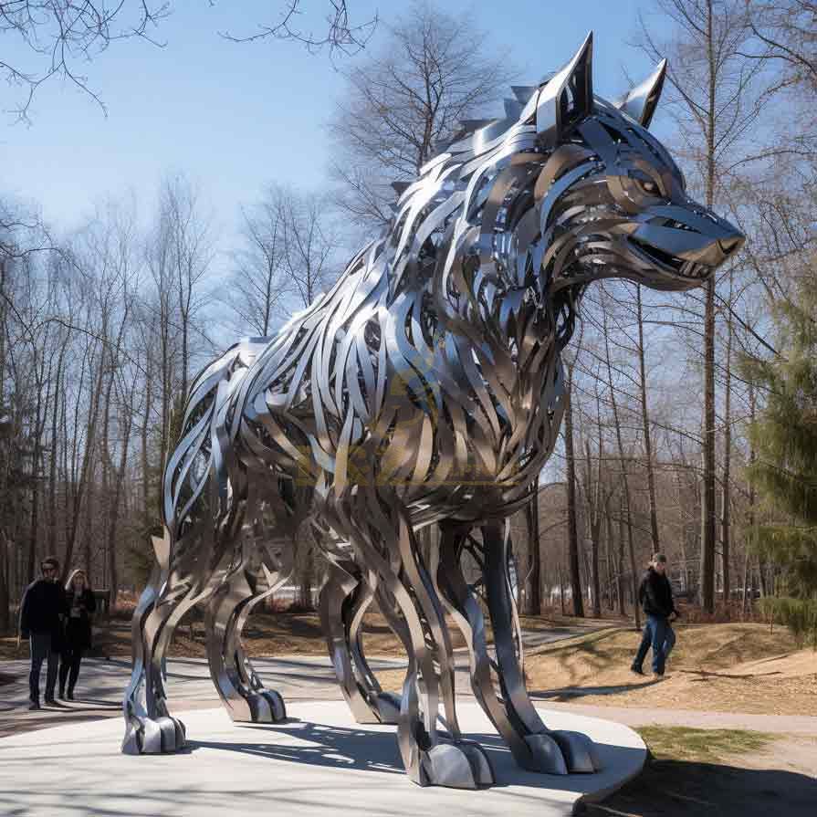 Large outdoor abstract metal wolf sculpture for sale DZ-357