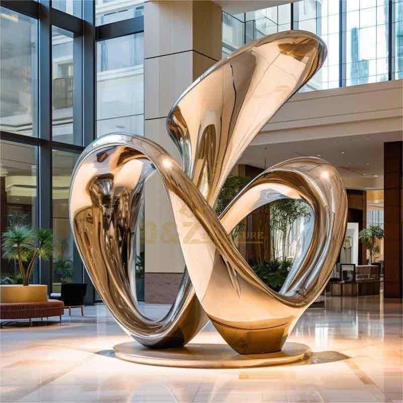 Modern metal art sculptures, high-end customized gold-plated sculpture for business lobby DZ-371