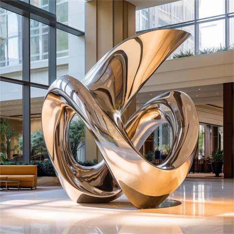 Modern metal art sculptures, high-end customized gold-plated sculpture for business lobby DZ-371