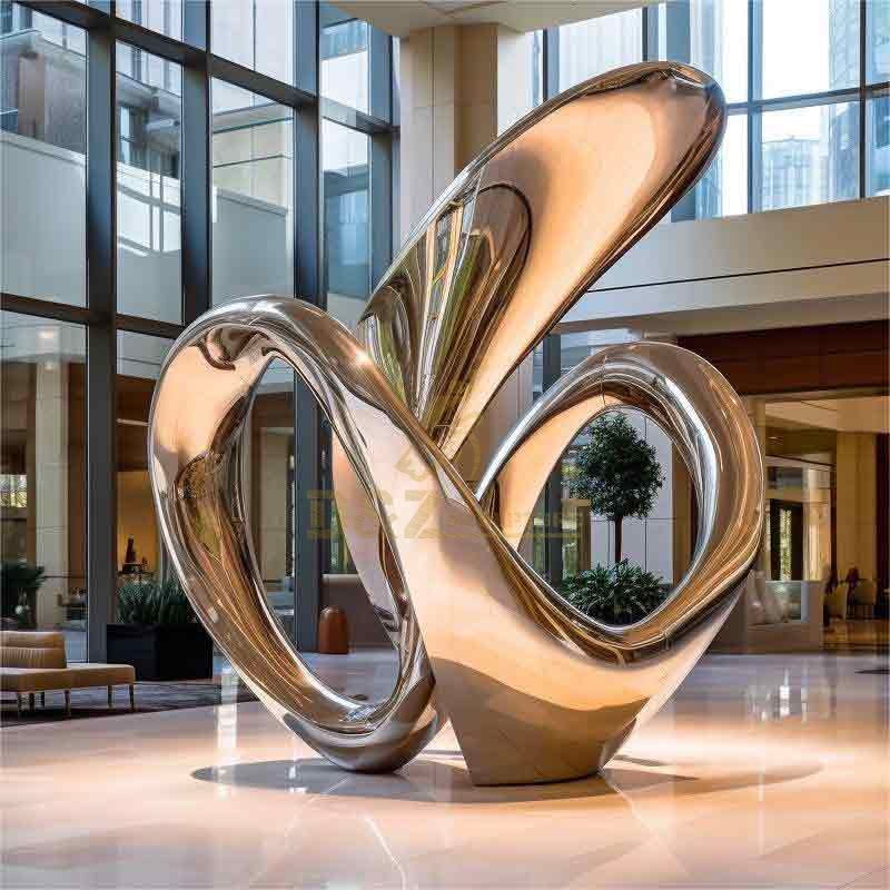 Modern metal art sculptures, high-end customized gold-plated sculpture for business lobby DZ-371