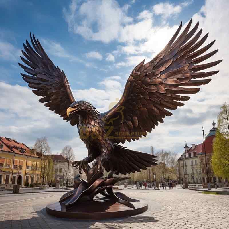 Giant bronze eagle sculptures for sale, square garden sculpture DZ-373