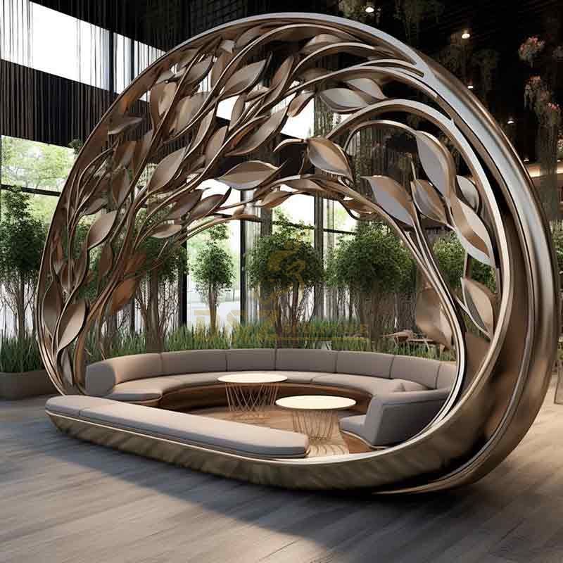 Modern large metal sculpture bench for sale DZ-377
