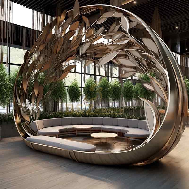 Modern large metal sculpture bench for sale DZ-377