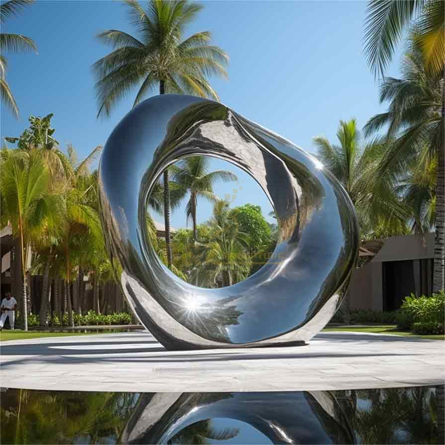Hotel courtyard mirror metal art sculpture for sale DZ-378