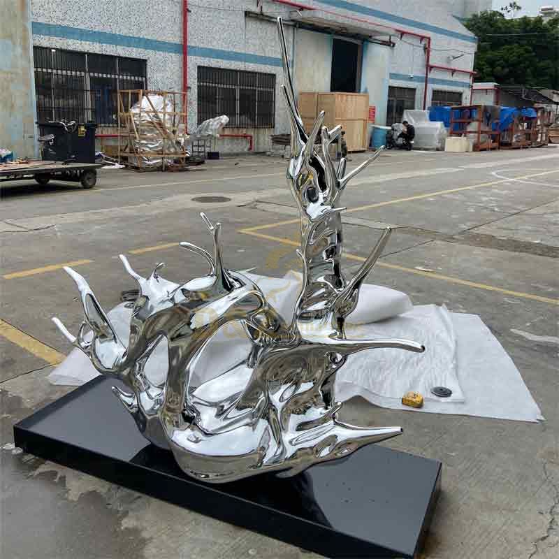 Outdoor metal waves: mirror stainless steel art sculpture for sale DZ-380