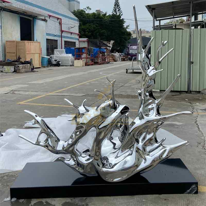 Outdoor metal waves: mirror stainless steel art sculpture for sale DZ-380