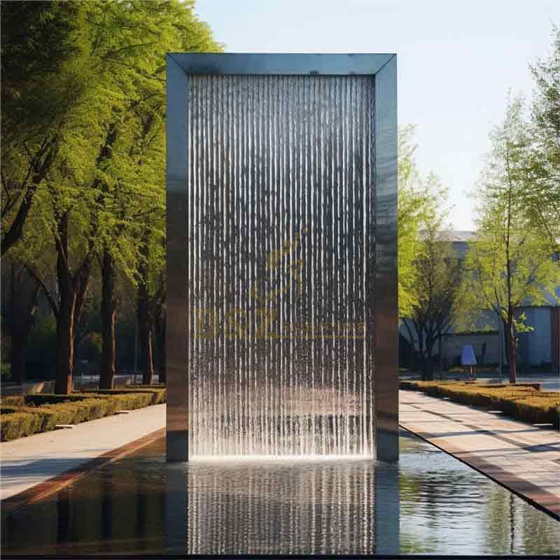 Large stainless steel rectangular outdoor fountain sculpture for sale DZ-387