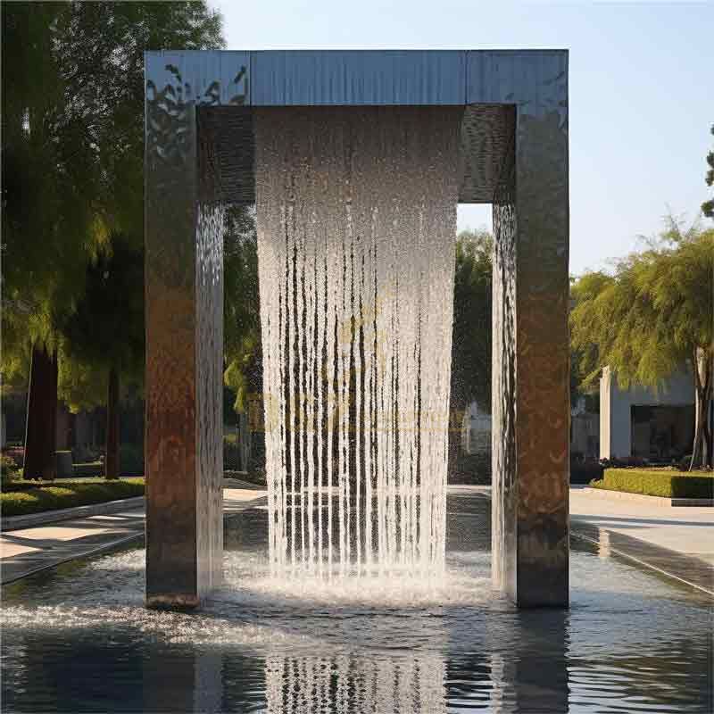 Rectangular water curtain fountain, door-shaped fountain, large stainless steel outdoor fountain sculpture for sale DZ-387