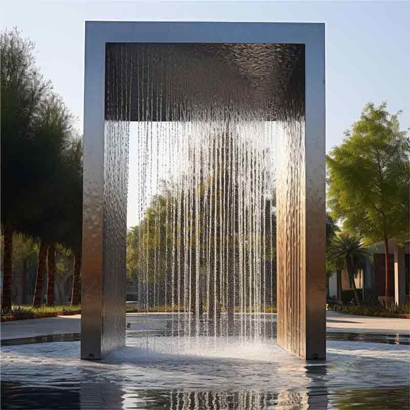 Rectangular water curtain fountain, door-shaped fountain, large stainless steel outdoor fountain sculpture for sale DZ-387