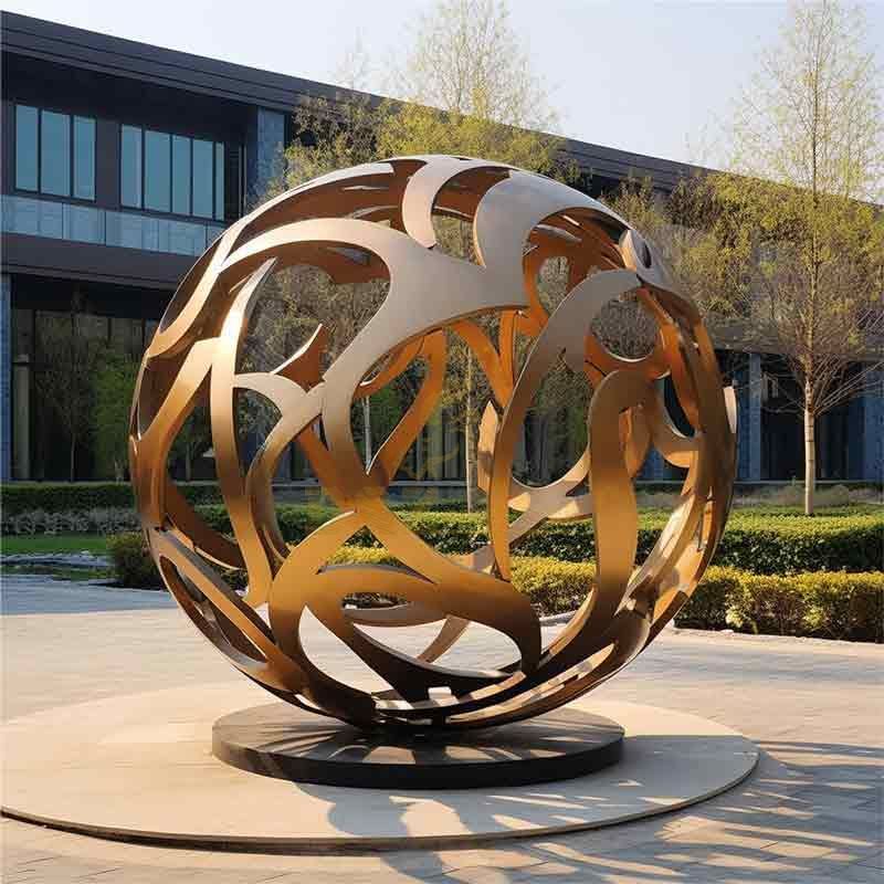 Large metal garden sphere sculpture in the lobby courtyard DZ-391