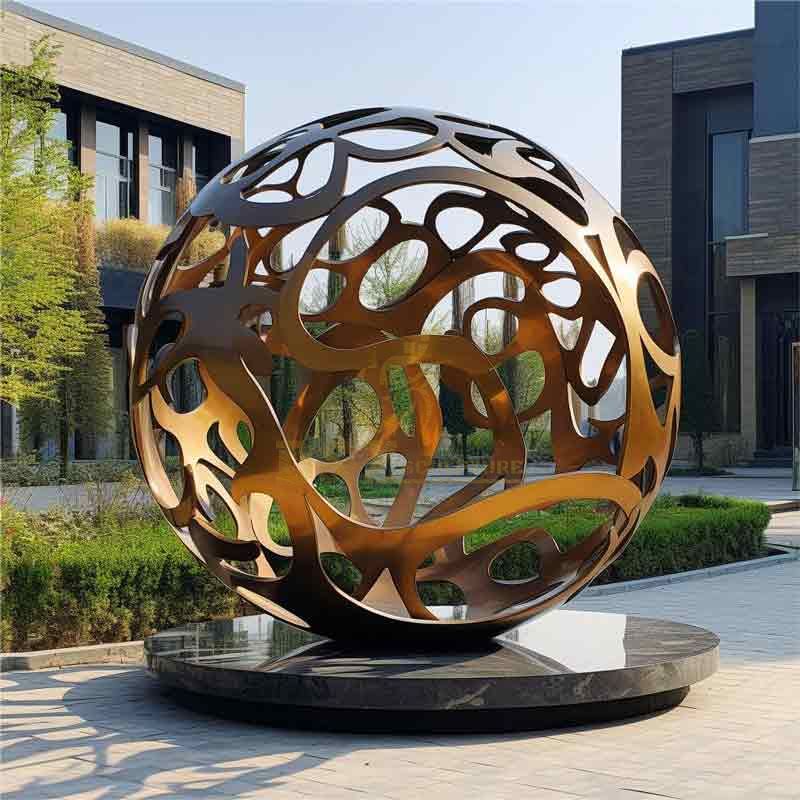 Large metal garden sphere sculpture, lobby sculpture, yard sculpture