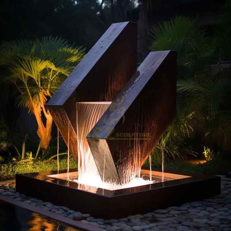 Modern outdoor geometric metal fountain sculpture for garden DZ-395