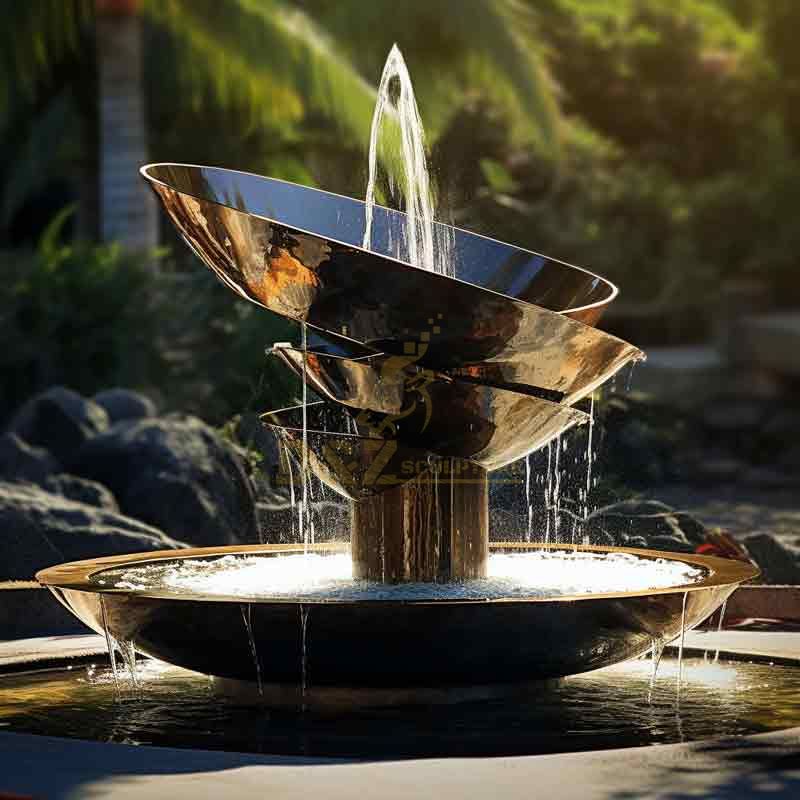 Large metal outdoor torch fountain sculpture for sale DZ-398