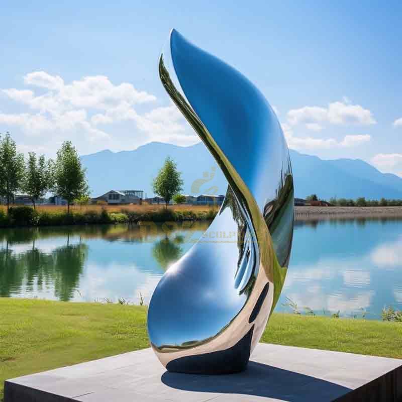 Outdoor abstract metal crescent moon sculpture mirror stainless steel art decor DZ-400