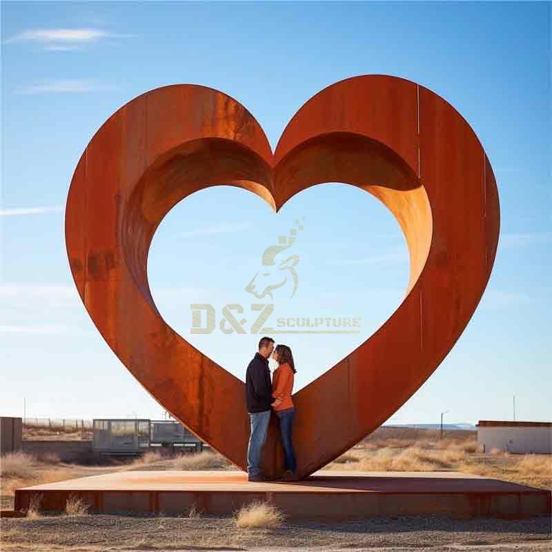 Large outdoor corten steel abstract art heart sculptures for sale DZ-406