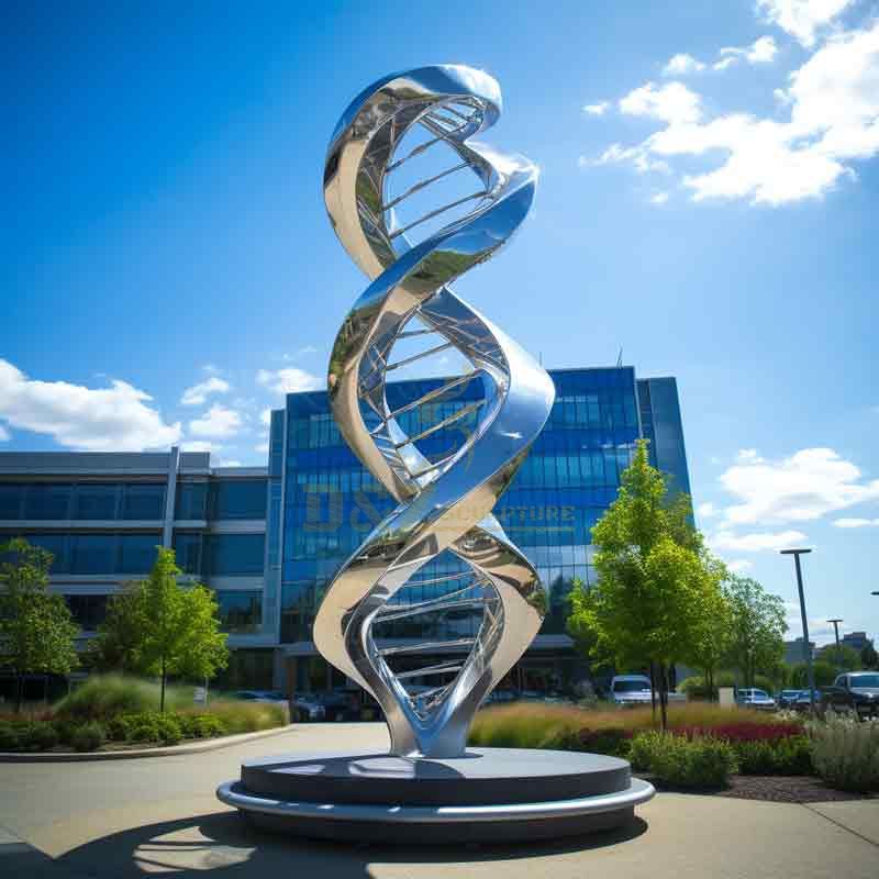 Large mirror stainless steel DNA double helix art sculpture for sale DZ-408