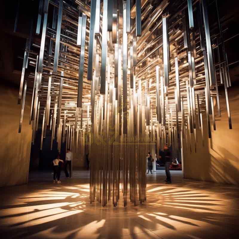 Creative light and shadow hanging sculpture - indoor surreal stainless steel art installation DZ-416