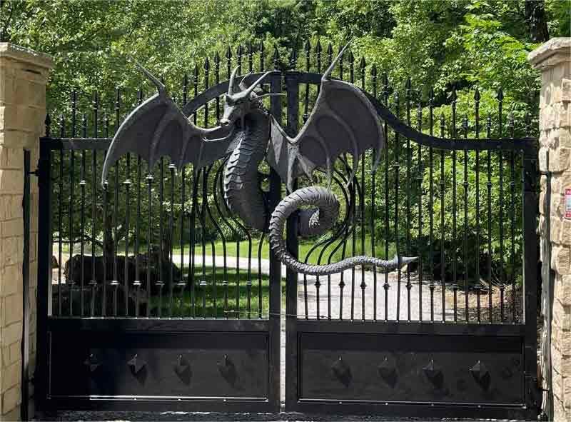 Villa estate project: garden courtyard landscape design decorated with bronze sculptures