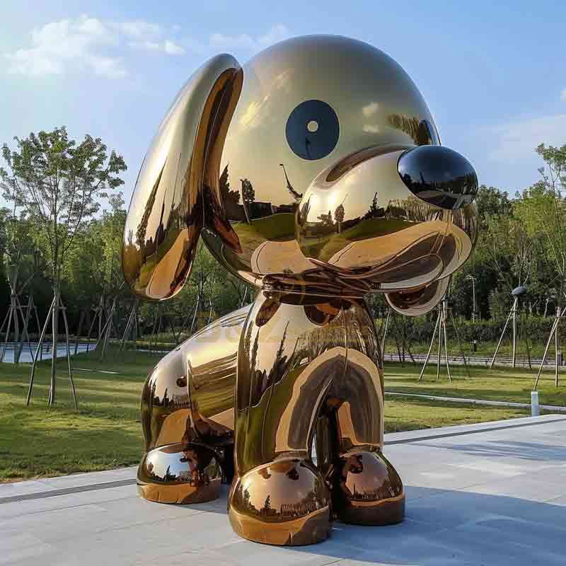 Custom Cartoon Golden Large Metal Dog Sculpture DZ-823