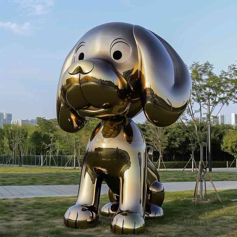 stainless steel dog sculpture