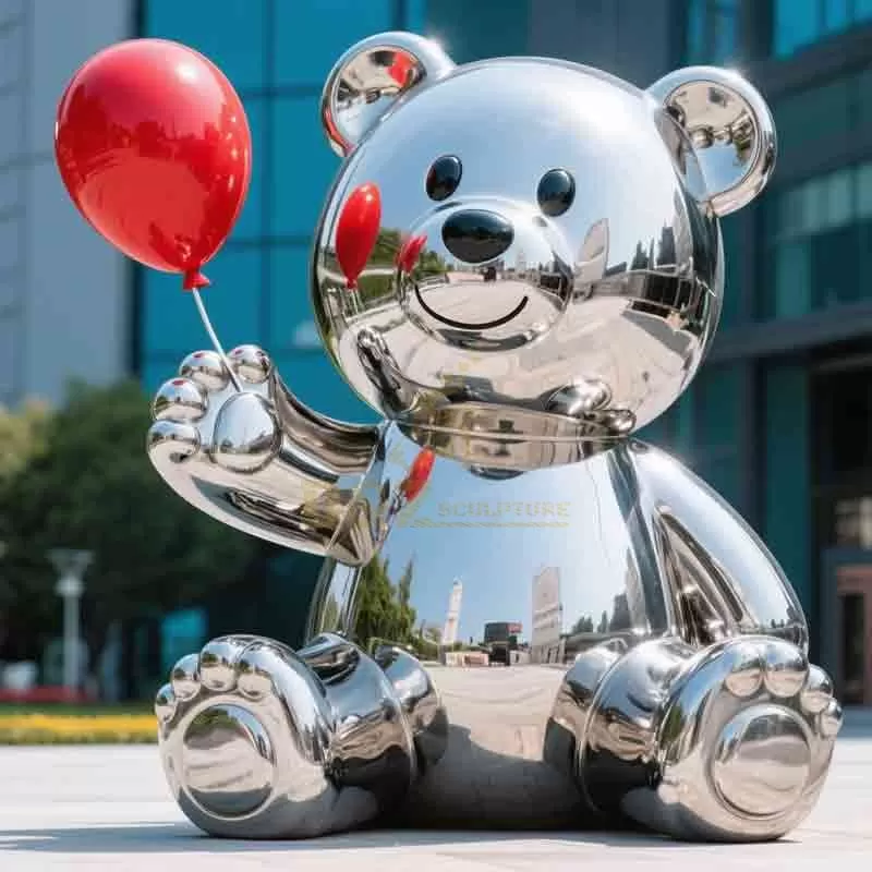 Stainless Steel Large Outdoor Cute Bear Sculpture DZ-824