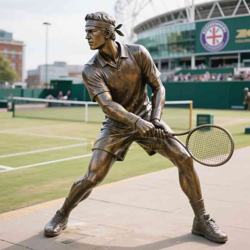 bronze tennis player statue