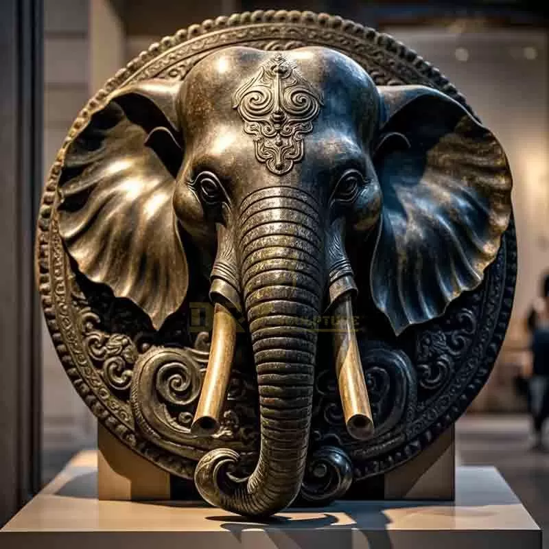 Large Bronze Elephant Head Wall Sculpture DZ-830