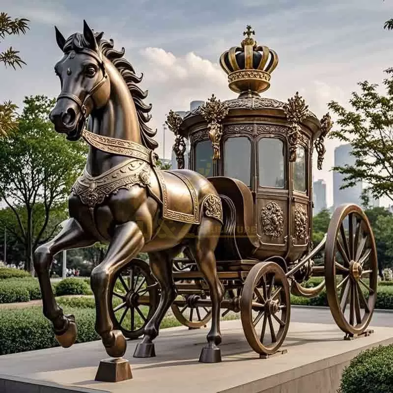 Bronze Horse Drawn Carriage for Sale | Public Art Sculpture DZ-832