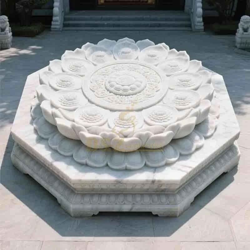 White Marble Lotus Base Sculpture | Art Decor DZ-836