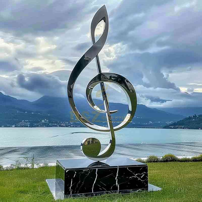 mirror musical note sculpture