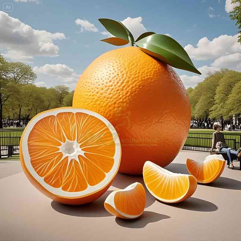 Large Stainless Steel Orange Sculpture | Fruit Sculpture DZ-843