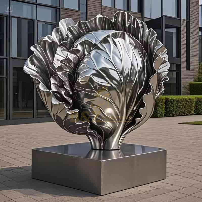 large stainless steel cabbage sculpture