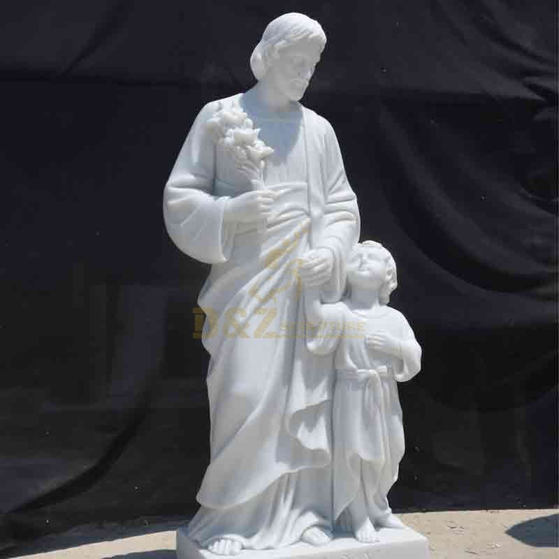 White Marble Saint Joseph and Jesus Statue DZ-849