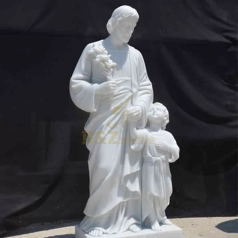 White Marble Saint Joseph and Jesus Statue DZ-849