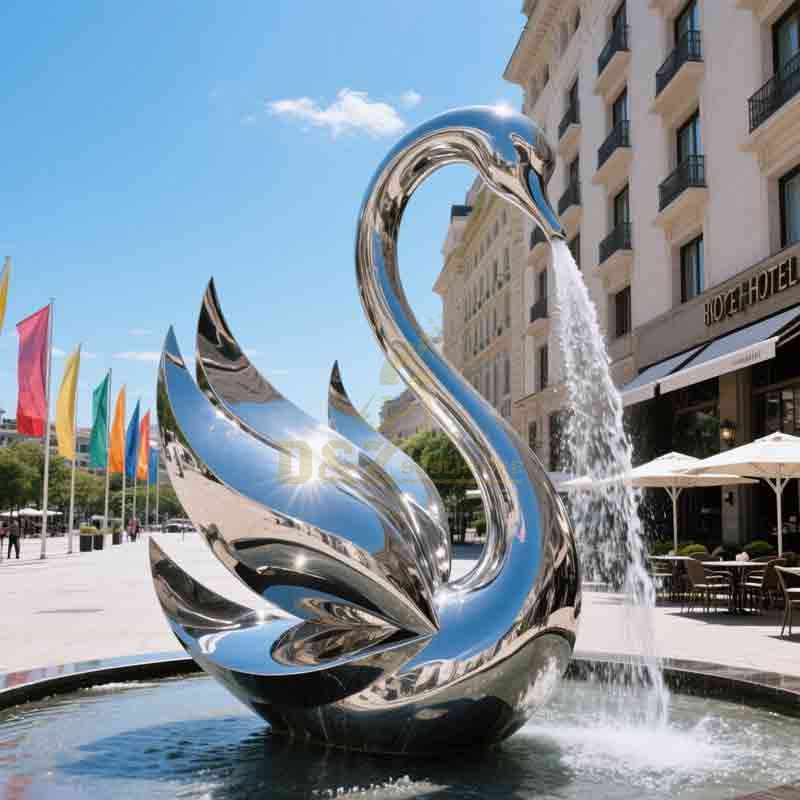 Giant Abstract Stainless Steel Swan Fountain DZ-853