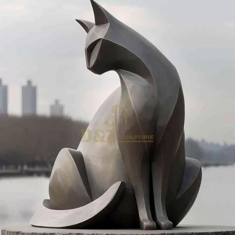 Custom Large Abstract Bronze Cat Sculpture For Sale DZ-856