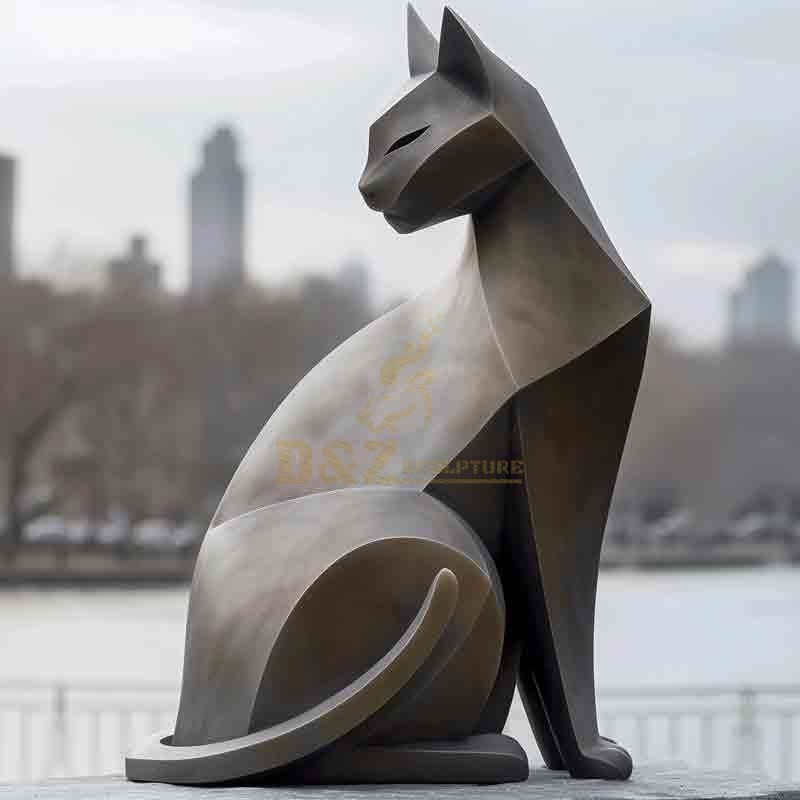 abstract bronze cat sculpture for sale