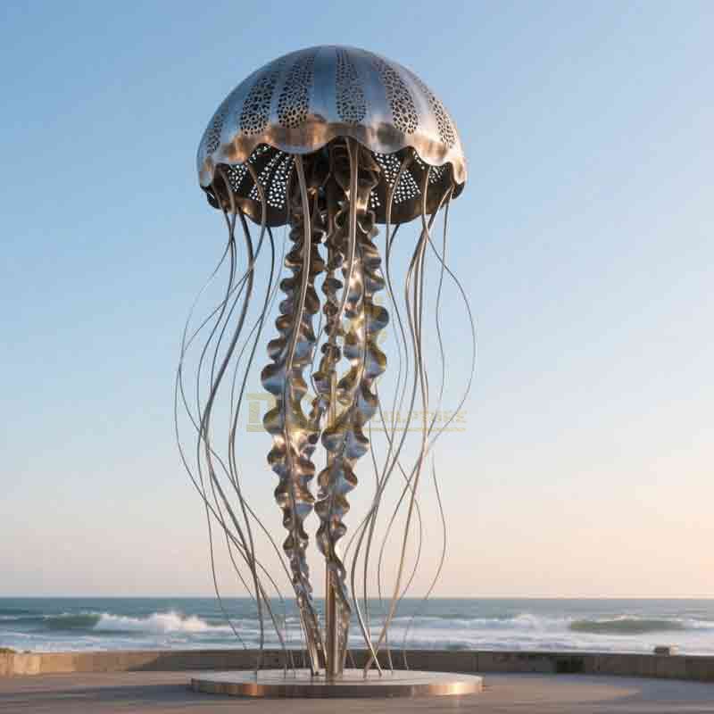Glowing Metal Jellyfish Sculpture | Large Outdoor Artwork DZ-860