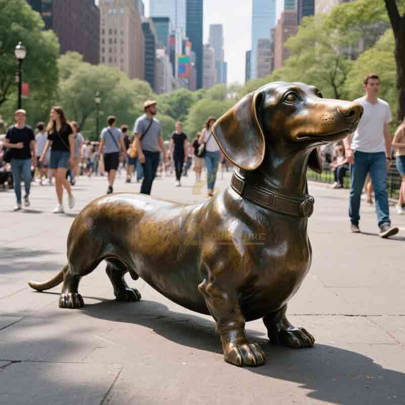 long haired dachshund garden statue