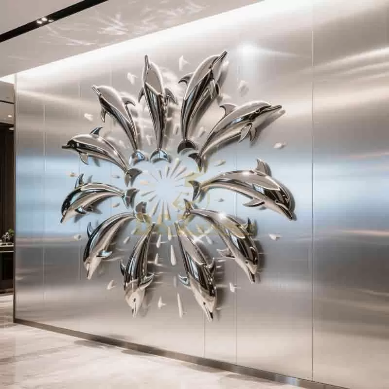 Large Stainless Steel Dolphin Wall Sculptures for Sale DZ-861