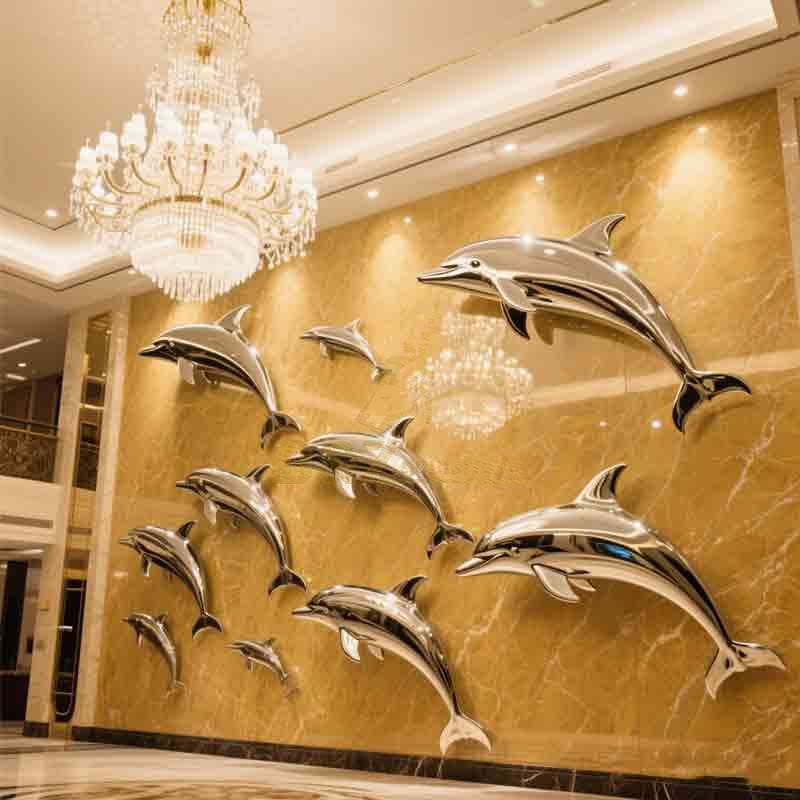 stainless steel dolphin sculpture