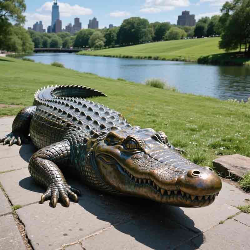 Life Size Bronze Garden Crocodile Statue For Sale DZ-866