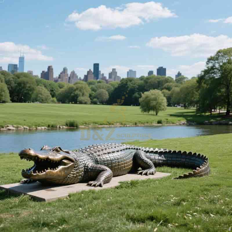 bronze crocodile statue