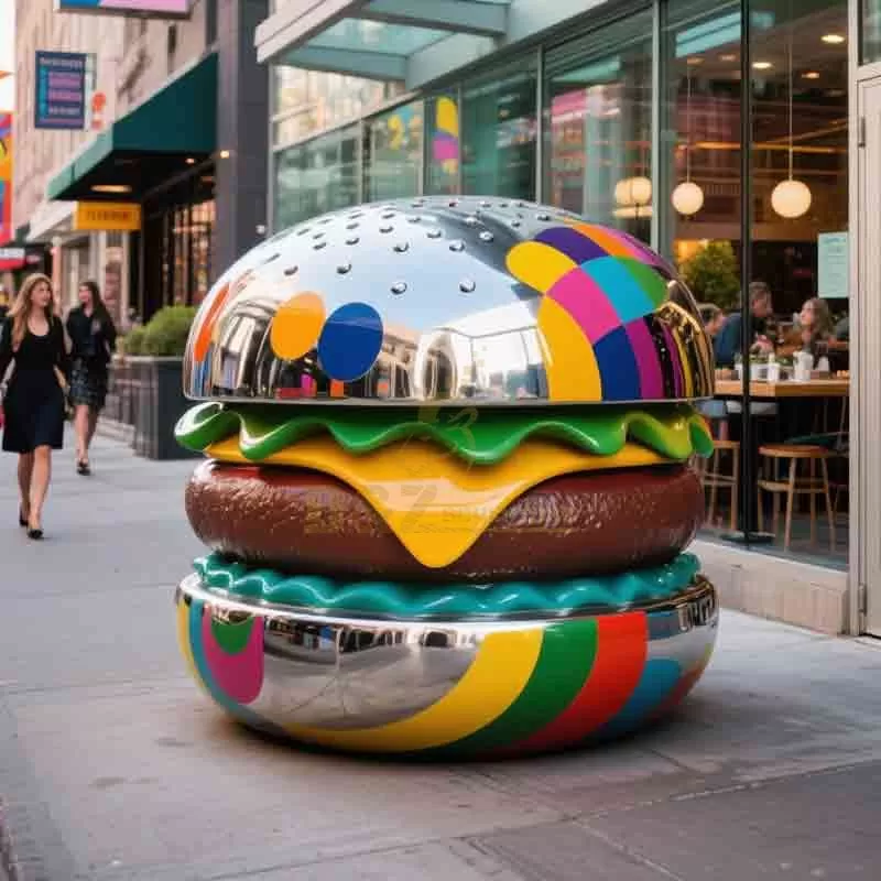Outdoor Stainless Steel Creative Hamburger Sculpture DZ-867