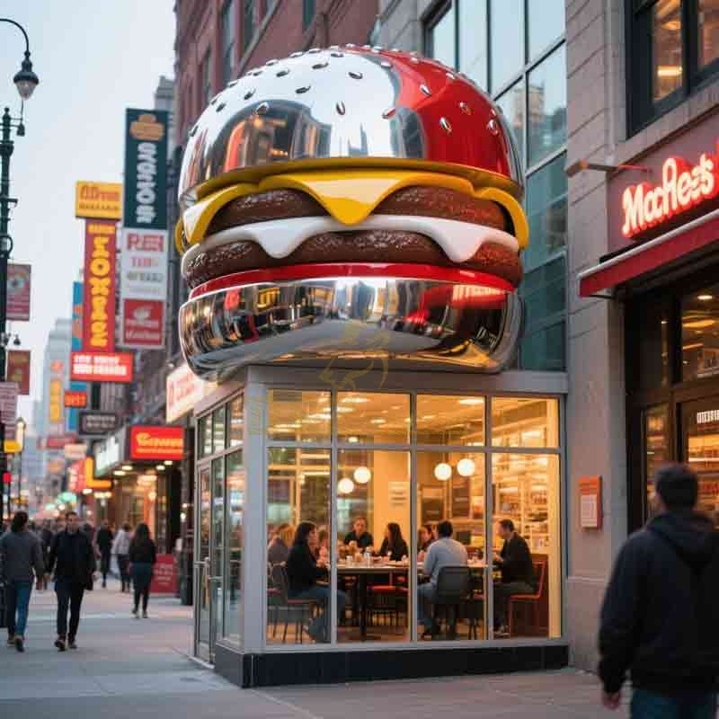 metal hamburger sculpture