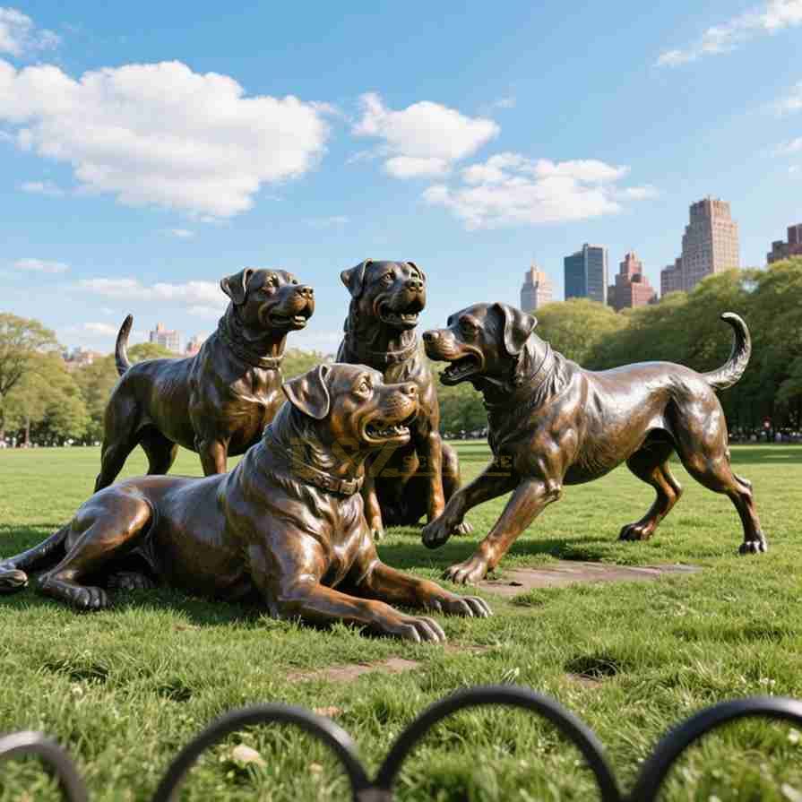 bronze rottweiler dog statue